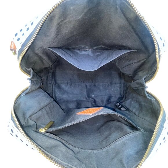 Fossil Women’s White/Black Polka Dot With Brown Handles Duffel Satchel Tote - Picture 10 of 12